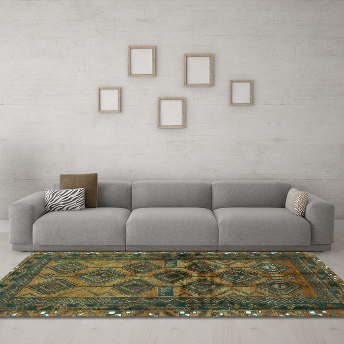 Machine Washable Persian Turquoise Traditional Area Rugs in a Living Room,, wshtr2802turq
