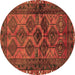 Round Persian Brown Traditional Rug, tr2802brn