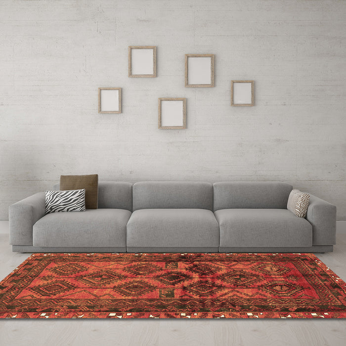 Machine Washable Persian Brown Traditional Rug in a Living Room,, wshtr2802brn