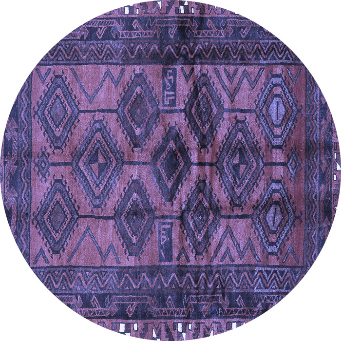 Round Machine Washable Persian Blue Traditional Rug, wshtr2802blu