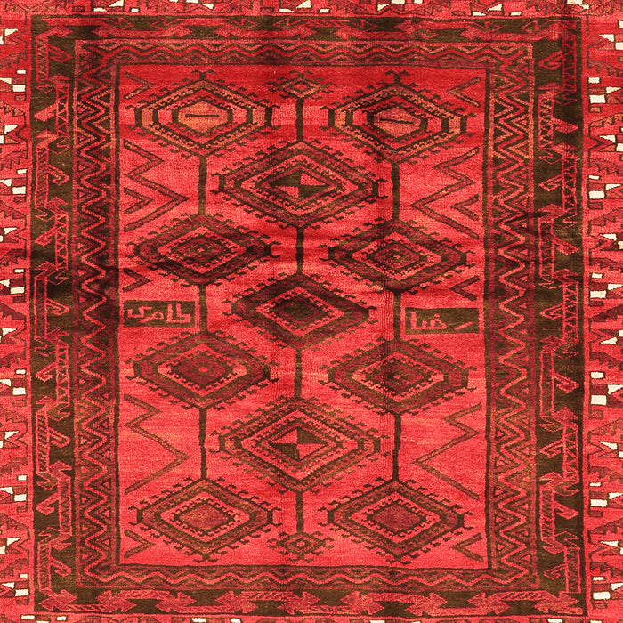 Round Machine Washable Persian Orange Traditional Area Rugs, wshtr2802org