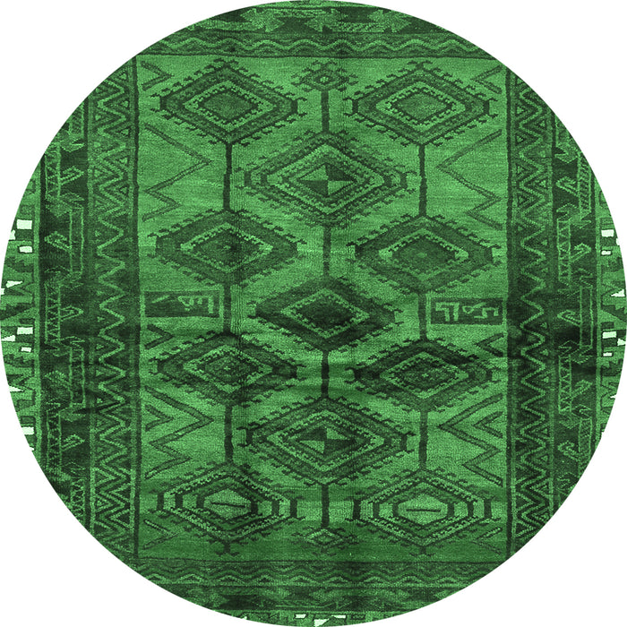 Round Persian Emerald Green Traditional Rug, tr2802emgrn