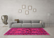 Machine Washable Persian Pink Traditional Rug in a Living Room, wshtr2802pnk