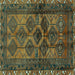 Square Machine Washable Persian Turquoise Traditional Area Rugs, wshtr2802turq