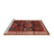 Sideview of Machine Washable Traditional Dark Gold Brown Rug, wshtr2803