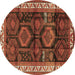 Round Machine Washable Persian Brown Traditional Rug, wshtr2803brn