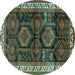 Round Machine Washable Persian Turquoise Traditional Area Rugs, wshtr2803turq