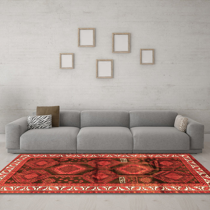 Machine Washable Persian Orange Traditional Area Rugs in a Living Room, wshtr2803org