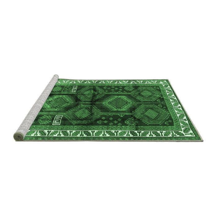 Sideview of Machine Washable Persian Emerald Green Traditional Area Rugs, wshtr2803emgrn