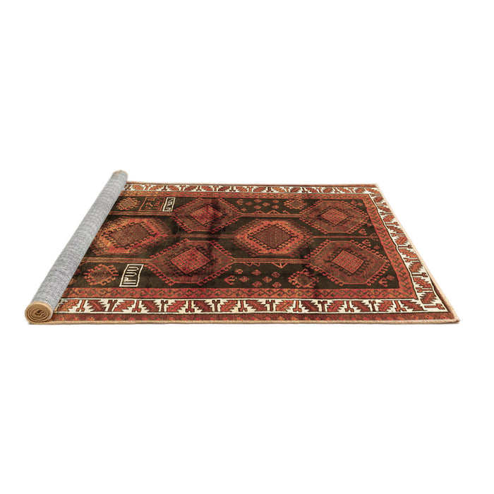 Sideview of Machine Washable Persian Brown Traditional Rug, wshtr2803brn