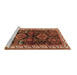 Sideview of Machine Washable Persian Brown Traditional Rug, wshtr2803brn