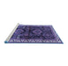 Sideview of Machine Washable Persian Blue Traditional Rug, wshtr2803blu