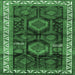 Square Machine Washable Persian Emerald Green Traditional Area Rugs, wshtr2803emgrn