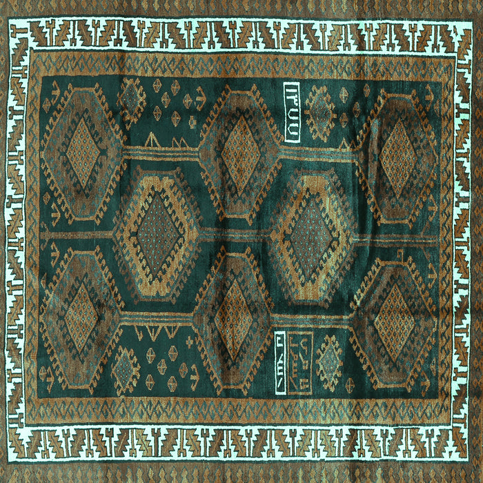Square Machine Washable Persian Turquoise Traditional Area Rugs, wshtr2803turq