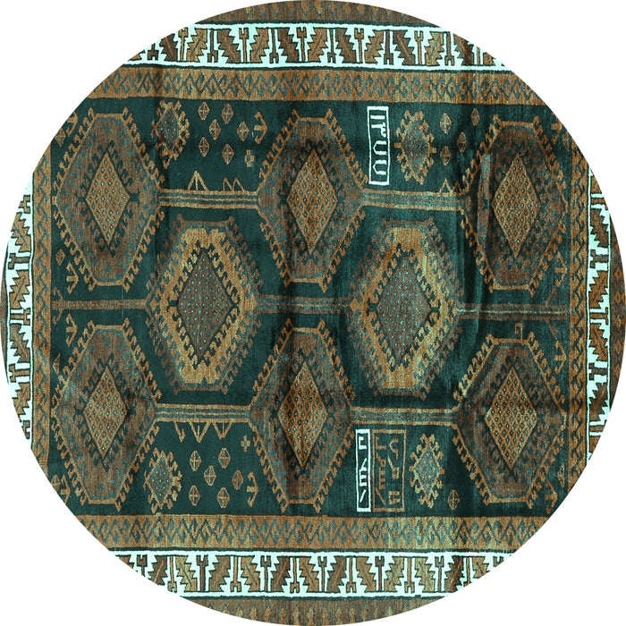 Round Persian Turquoise Traditional Rug, tr2803turq