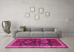 Machine Washable Persian Pink Traditional Rug in a Living Room, wshtr2803pnk