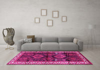 Machine Washable Persian Pink Traditional Rug, wshtr2803pnk