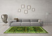 Machine Washable Persian Green Traditional Area Rugs in a Living Room,, wshtr2803grn