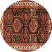 Round Persian Brown Traditional Rug, tr2803brn