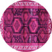 Round Machine Washable Persian Pink Traditional Rug, wshtr2803pnk