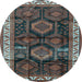Round Persian Light Blue Traditional Rug, tr2803lblu