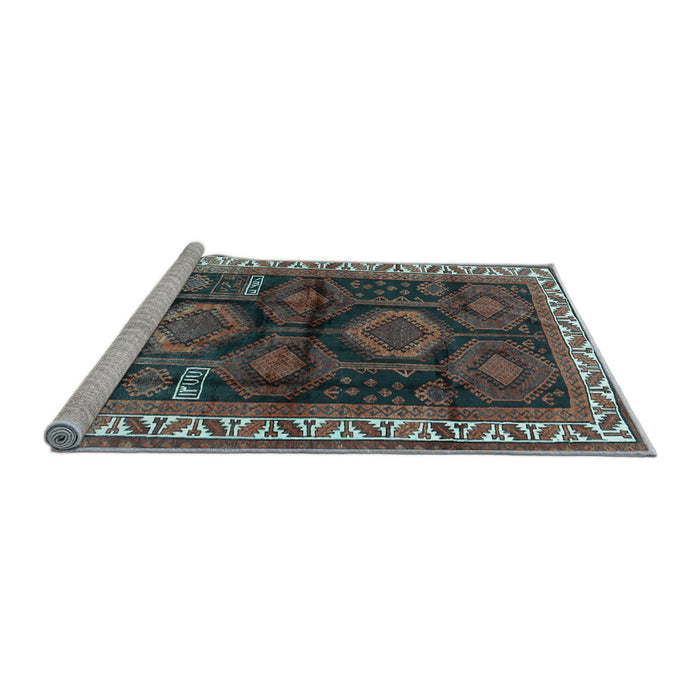 Sideview of Machine Washable Persian Light Blue Traditional Rug, wshtr2803lblu