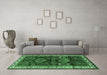 Machine Washable Persian Emerald Green Traditional Area Rugs in a Living Room,, wshtr2803emgrn