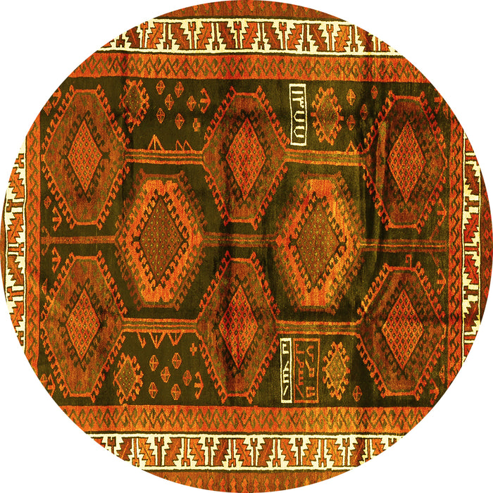 Round Persian Yellow Traditional Rug, tr2803yw