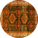 Round Persian Yellow Traditional Rug, tr2803yw