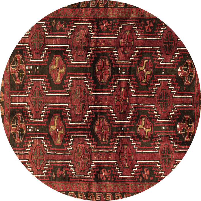 Round Persian Brown Traditional Rug, tr2804brn