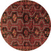 Round Persian Brown Traditional Rug, tr2804brn