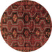 Round Machine Washable Persian Brown Traditional Rug, wshtr2804brn