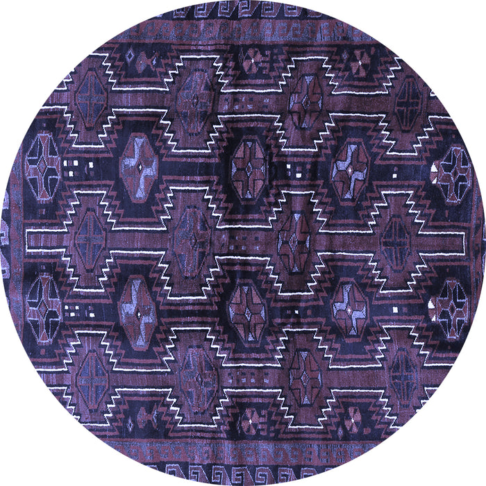 Round Machine Washable Persian Blue Traditional Rug, wshtr2804blu