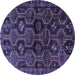 Round Machine Washable Persian Blue Traditional Rug, wshtr2804blu