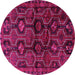 Round Machine Washable Persian Pink Traditional Rug, wshtr2804pnk