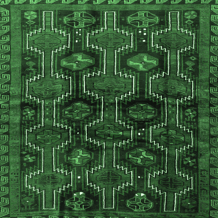 Square Machine Washable Persian Emerald Green Traditional Area Rugs, wshtr2804emgrn