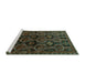 Sideview of Machine Washable Persian Turquoise Traditional Area Rugs, wshtr2804turq