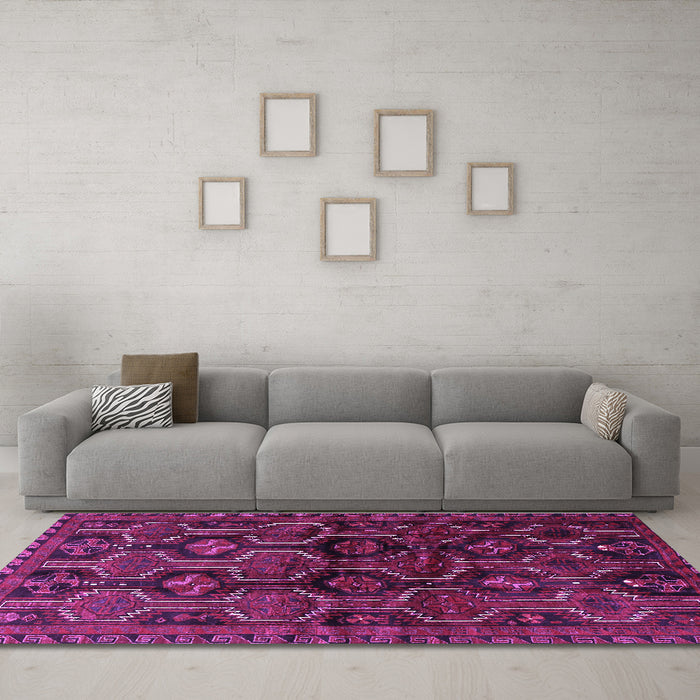 Machine Washable Persian Purple Traditional Area Rugs in a Living Room, wshtr2804pur