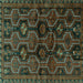 Square Machine Washable Persian Turquoise Traditional Area Rugs, wshtr2804turq