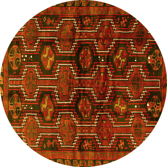Round Persian Yellow Traditional Rug, tr2804yw