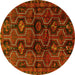Round Persian Yellow Traditional Rug, tr2804yw