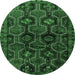 Round Persian Emerald Green Traditional Rug, tr2804emgrn