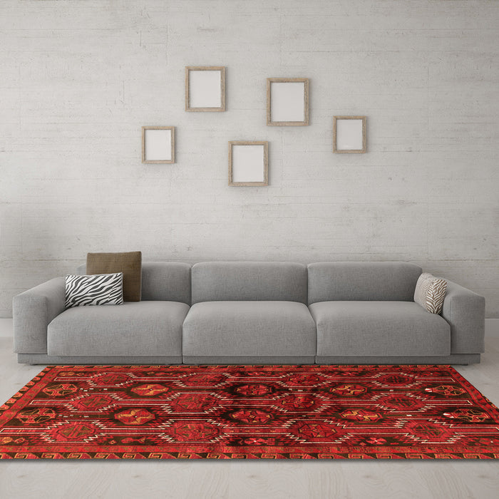 Machine Washable Persian Orange Traditional Area Rugs in a Living Room, wshtr2804org