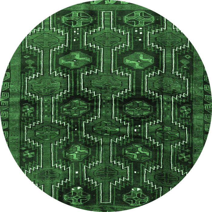 Round Machine Washable Persian Emerald Green Traditional Area Rugs, wshtr2804emgrn