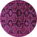 Round Machine Washable Persian Purple Traditional Area Rugs, wshtr2804pur