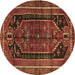 Round Machine Washable Persian Brown Traditional Rug, wshtr2805brn