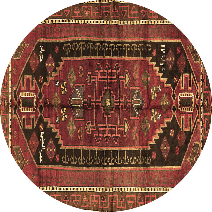 Round Persian Brown Traditional Rug, tr2805brn