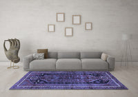 Machine Washable Persian Blue Traditional Rug, wshtr2805blu