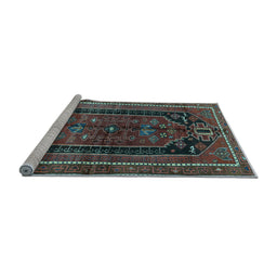 Sideview of Machine Washable Persian Light Blue Traditional Rug, wshtr2805lblu