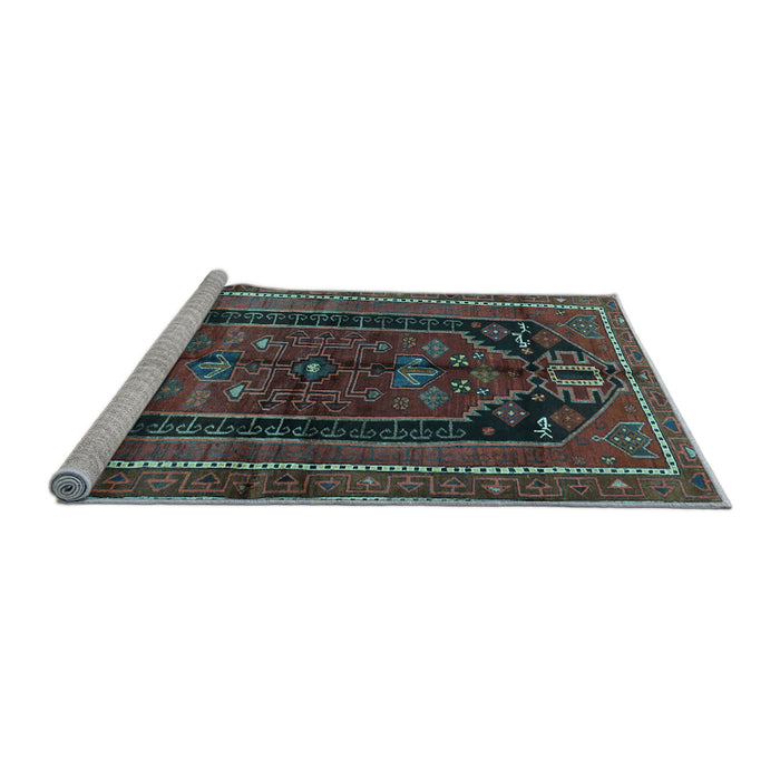 Sideview of Machine Washable Persian Light Blue Traditional Rug, wshtr2805lblu